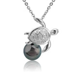 Pearl Pavé Swimming Honu Pendant Pendant Island by Koa Nani Tahitian Pearl 