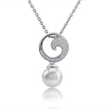Pearl Pavé Wave Pendant Pendant Island by Koa Nani Freshwater Pearl 