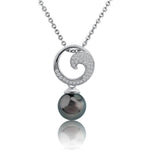 Pearl Pavé Wave Pendant Pendant Island by Koa Nani Tahitian Pearl 