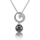 Pearl Pavé Wave Pendant Pendant Island by Koa Nani Tahitian Pearl 