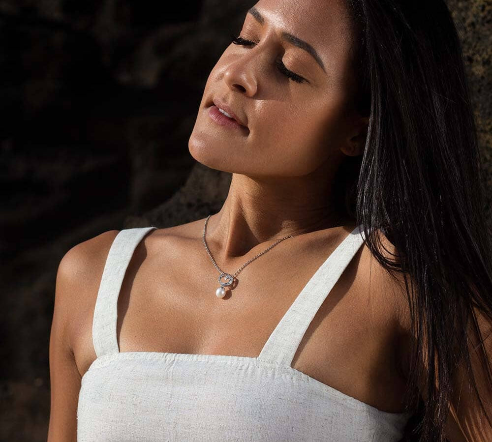 Pearl Pavé Wave Pendant Pendant Island by Koa Nani 