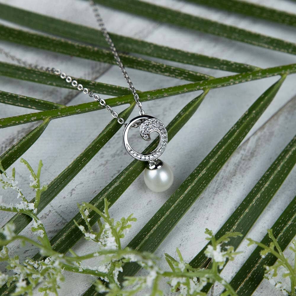 Pearl Pavé Wave Pendant Pendant Island by Koa Nani 