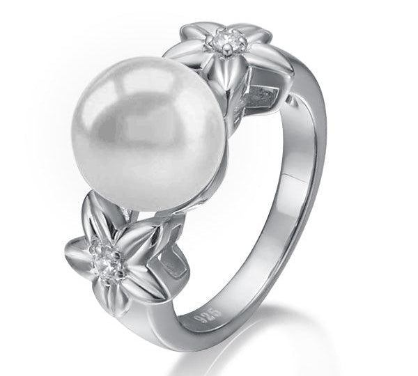 Pearl Plumeria Bloom Ring Ring Island by Koa Nani 5.0 Freshwater Pearl 