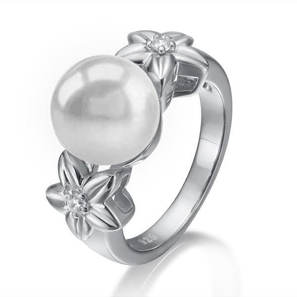 Pearl Plumeria Bloom Ring Ring Island by Koa Nani 5.0 Freshwater Pearl 
