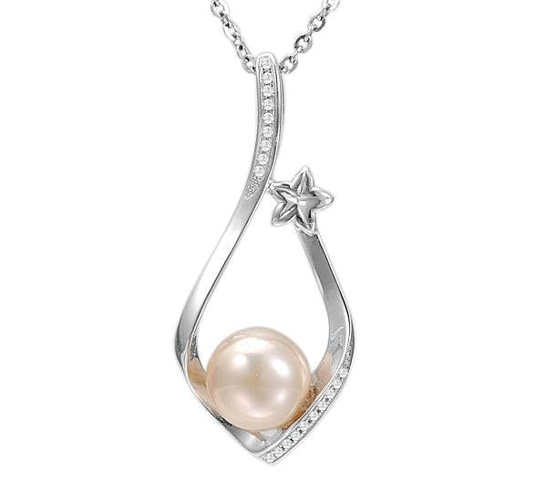 Pearl Plumeria Branch Pendant Pendant Island by Koa Nani Akoya Pearl 