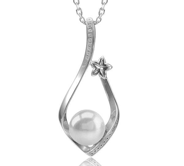 Pearl Plumeria Branch Pendant Pendant Island by Koa Nani Freshwater Pearl 