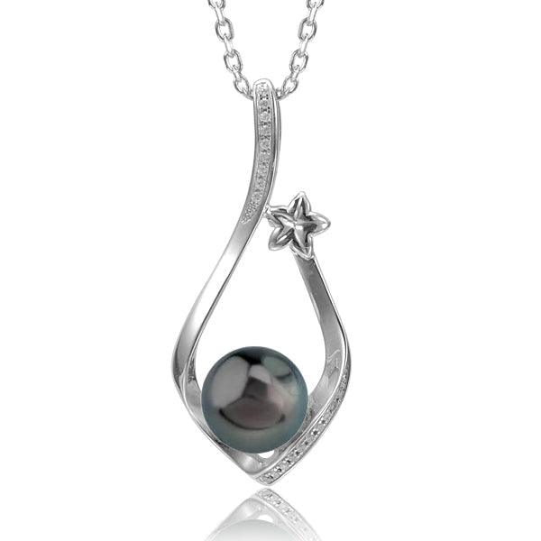 Pearl Plumeria Branch Pendant Pendant Island by Koa Nani Tahitian Pearl 