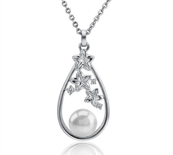 Pearl Plumeria Cluster Teardrop Pendant Pendant Island by Koa Nani Freshwater Pearl 