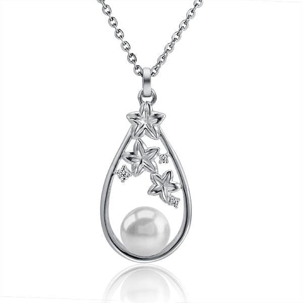Pearl Plumeria Cluster Teardrop Pendant Pendant Island by Koa Nani Freshwater Pearl 