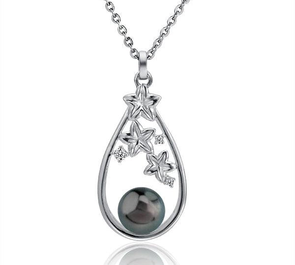 Pearl Plumeria Cluster Teardrop Pendant Pendant Island by Koa Nani Tahitian Pearl 