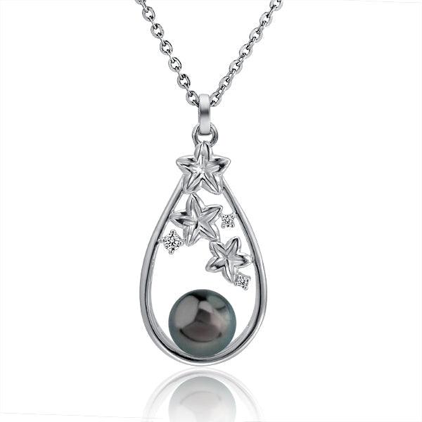 Pearl Plumeria Cluster Teardrop Pendant Pendant Island by Koa Nani Tahitian Pearl 