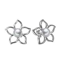 Pearl Plumeria Cut-out Earrings Earrings Island by Koa Nani 