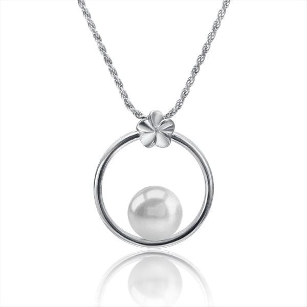 Pearl Plumeria Infinity Pendant Pendant Island by Koa Nani Freshwater Pearl 