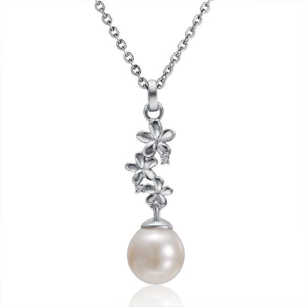 Pearl Plumeria Lei Pendant Pendant Island by Koa Nani Akoya Pearl 
