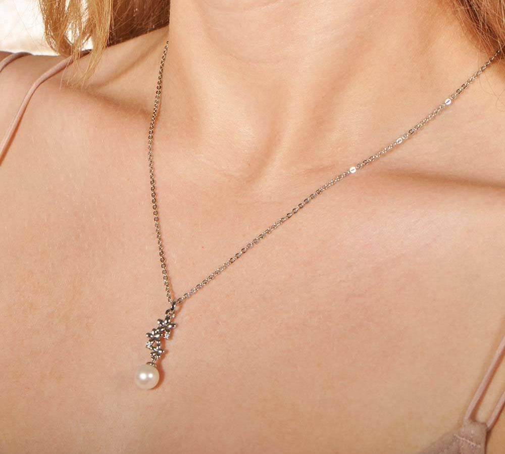 Pearl Plumeria Lei Pendant Pendant Island by Koa Nani 