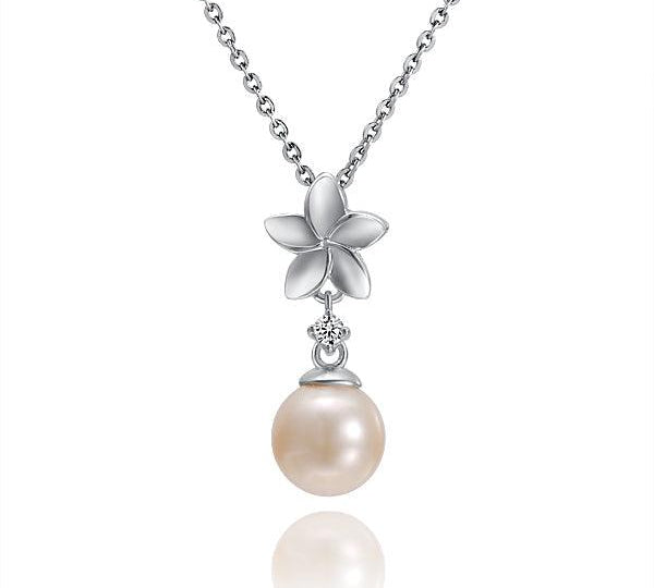 Pearl Plumeria Pendant Pendant Island by Koa Nani Akoya Pearl 