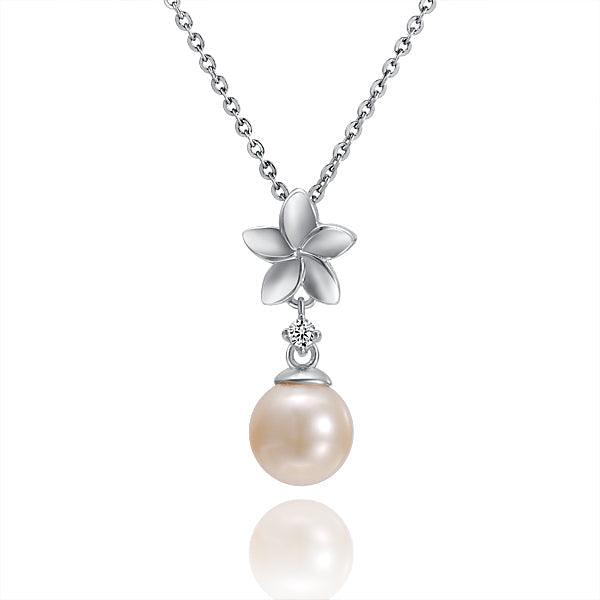 Pearl Plumeria Pendant Pendant Island by Koa Nani Akoya Pearl 