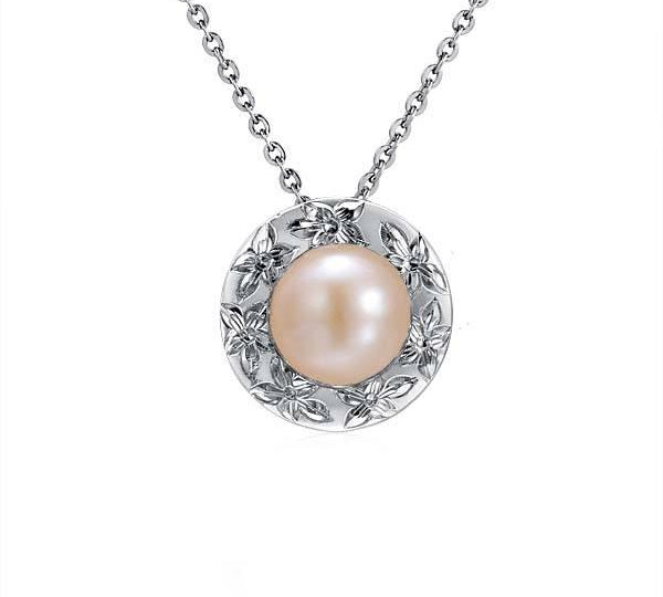 Pearl Royal Plumeria Pendant Pendant Island by Koa Nani Akoya Pearl 