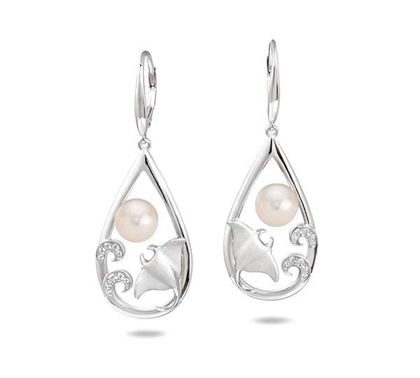 Pearl Stingray Teardrop Earrings Earrings Island by Koa Nani Freshwater Pearl 
