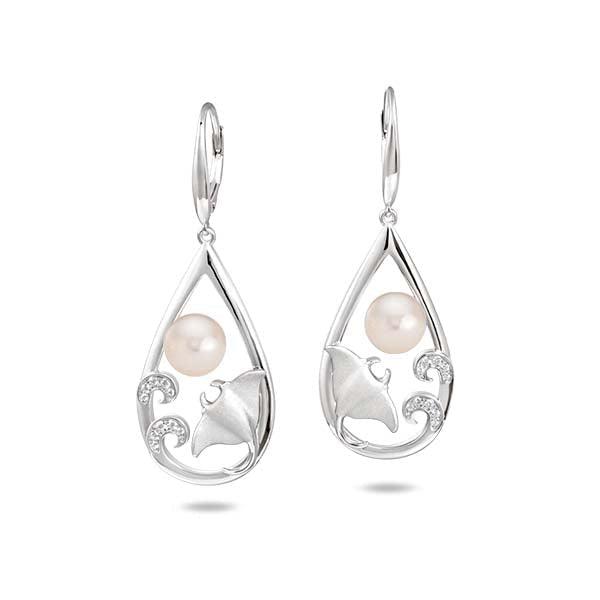 Pearl Stingray Teardrop Earrings Earrings Island by Koa Nani Freshwater Pearl 