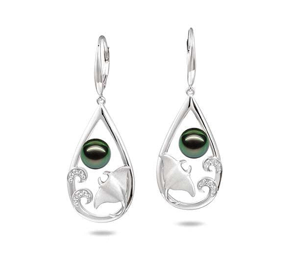 Pearl Stingray Teardrop Earrings Earrings Island by Koa Nani Tahitian Pearl 