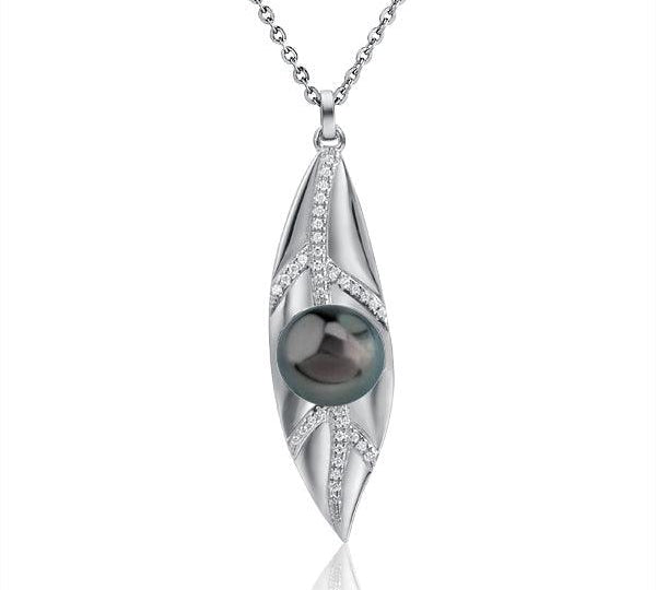Pearl Ti Leaf Pendant Pendant Island by Koa Nani Tahitian Pearl 