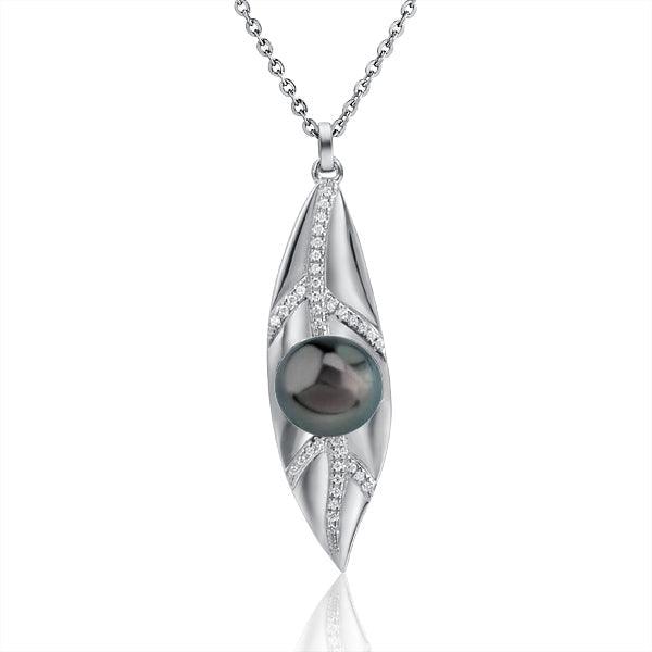 Pearl Ti Leaf Pendant Pendant Island by Koa Nani Tahitian Pearl 