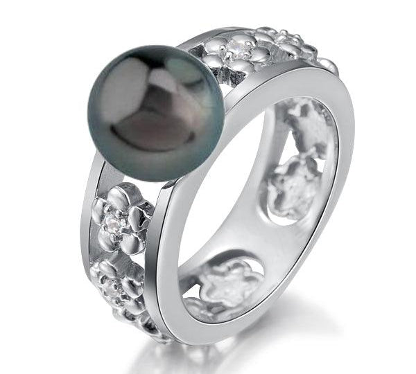 Pearl Uki Uki Lei Ring Ring Island by Koa Nani 5.0 Tahitian Pearl 