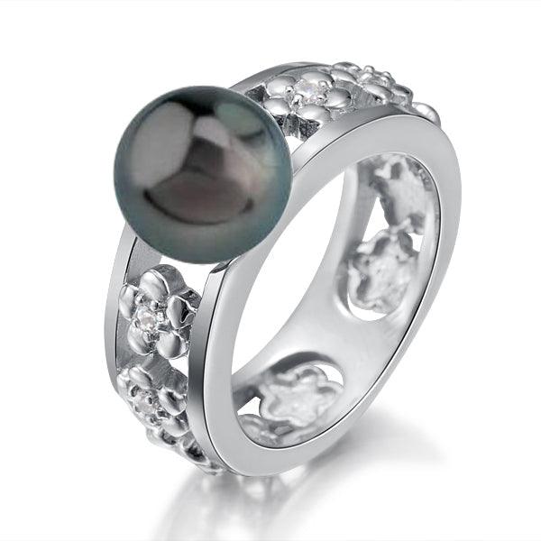 Pearl Uki Uki Lei Ring Ring Island by Koa Nani 5.0 Tahitian Pearl 
