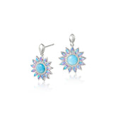 Pink Opalite Sunflower Earrings with Larimar Earrings Island by Koa Nani 