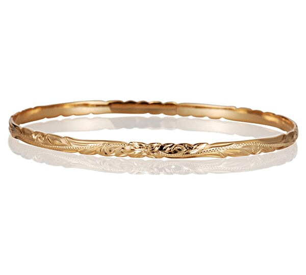 Plumeria Engraved Bangle Bangle Island by Koa Nani Large (10mm) Yellow Gold 