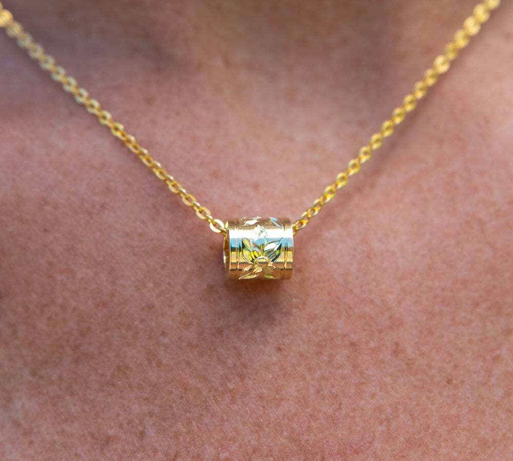 Plumeria Engraved Barrel Pendant Pendant Island by Koa Nani 