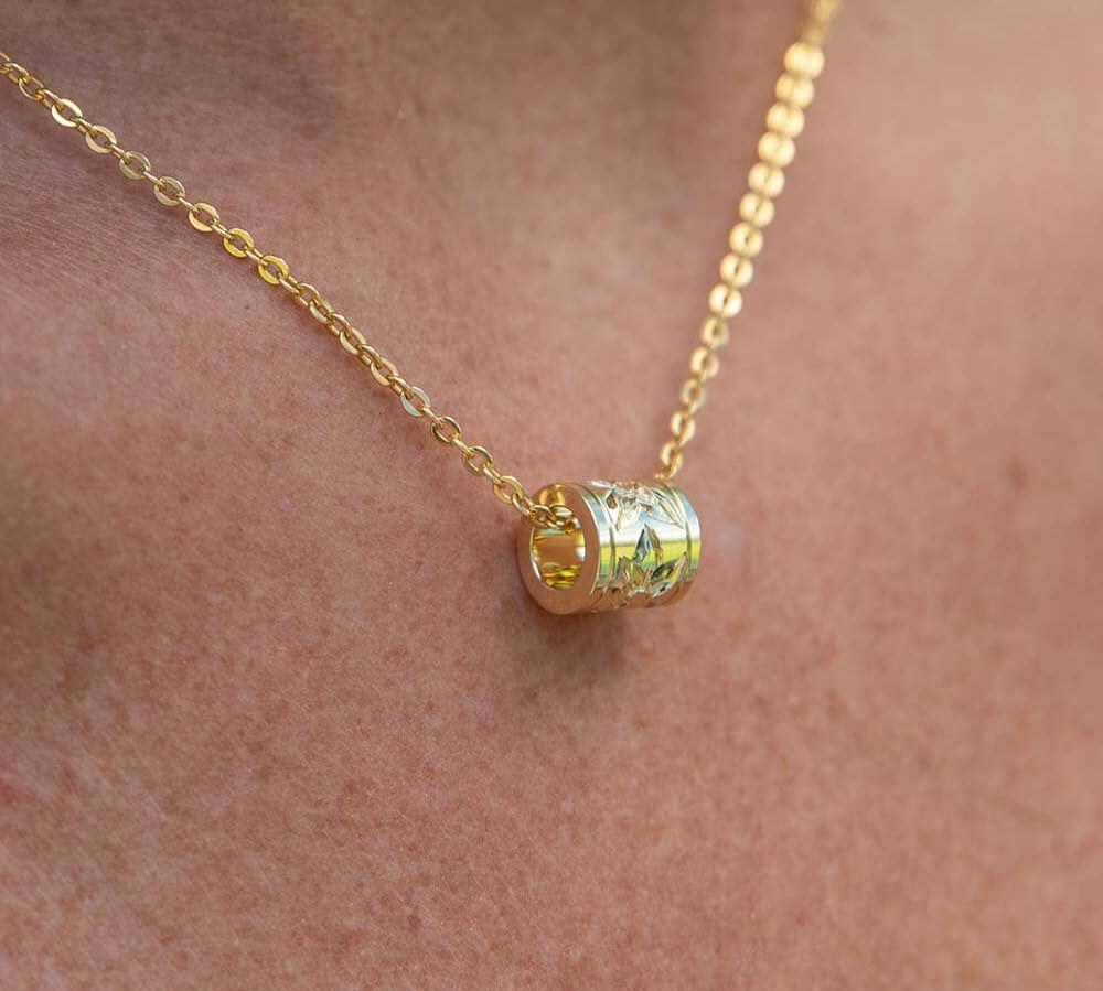 Plumeria Engraved Barrel Pendant Pendant Island by Koa Nani 
