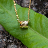 Plumeria Engraved Barrel Pendant Pendant Island by Koa Nani Large Yellow Gold 