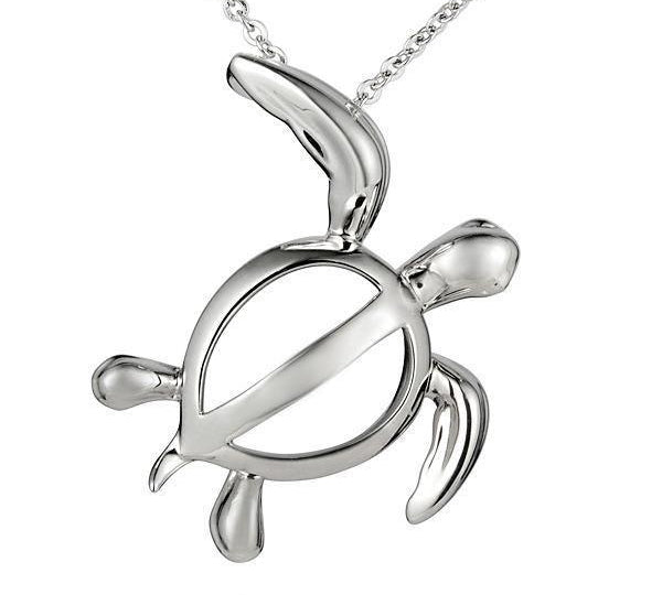 The picture shows a 925 sterling silver Polynesian sea turtle pendant.