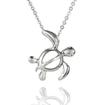 The picture shows a 925 sterling silver Polynesian sea turtle pendant.