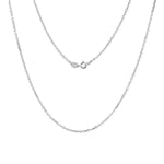 In this photo there is a white gold rolo chain.