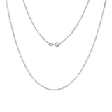 In this photo there is a white gold rolo chain.