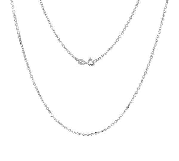 In this photo there is a white gold rolo chain.