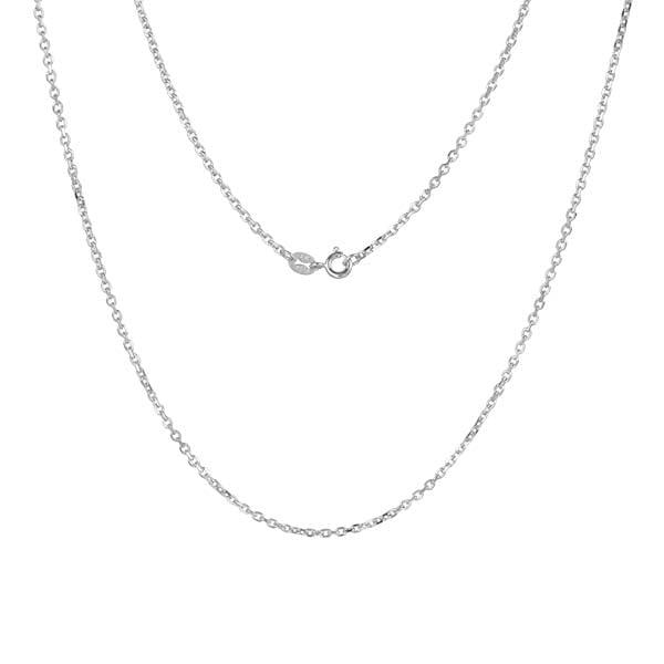 In this photo there is a white gold rolo chain.