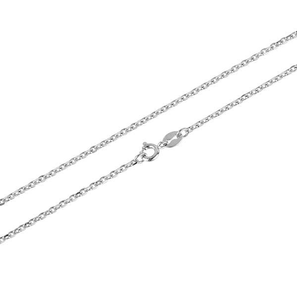 In this photo there is a white gold rolo chain.