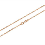 In this photo there is a rose gold rolo chain.