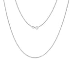 In this photo there is a white gold rolo chain.