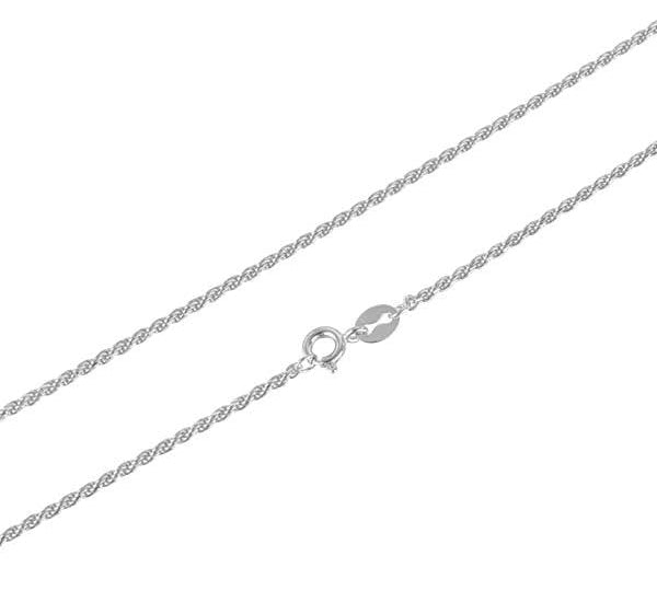 In this photo there is a white gold rolo chain.
