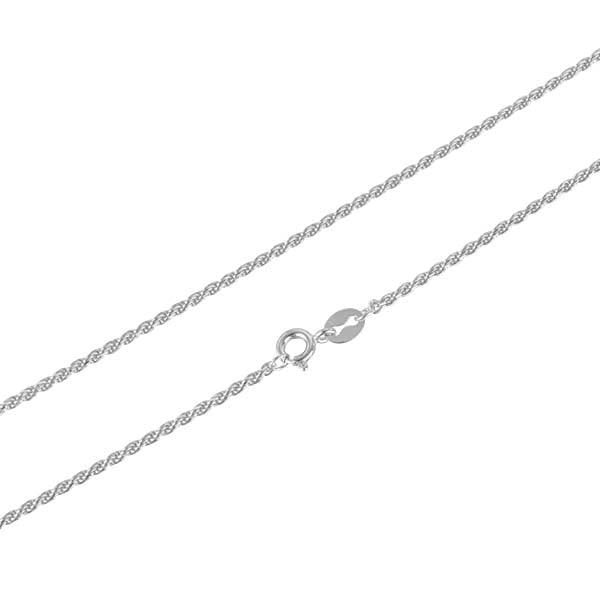 In this photo there is a white gold rolo chain.