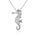 The picture shows a 14K white gold seahorse pendant with diamonds.