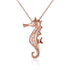 The picture shows a 14K rose gold seahorse pendant with diamonds.