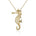 The picture shows a 14K yellow gold seahorse pendant with diamonds.