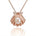 In this photo there is a rose gold oyster shell pendant with a light pink pearl and diamonds.