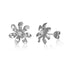 In this photo there is a pair of white gold tiare flower stud earrings with diamonds.